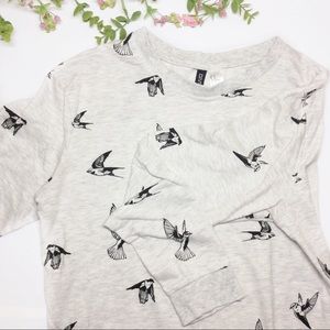 H&M Divided Gray Swallow Crewneck Pullover